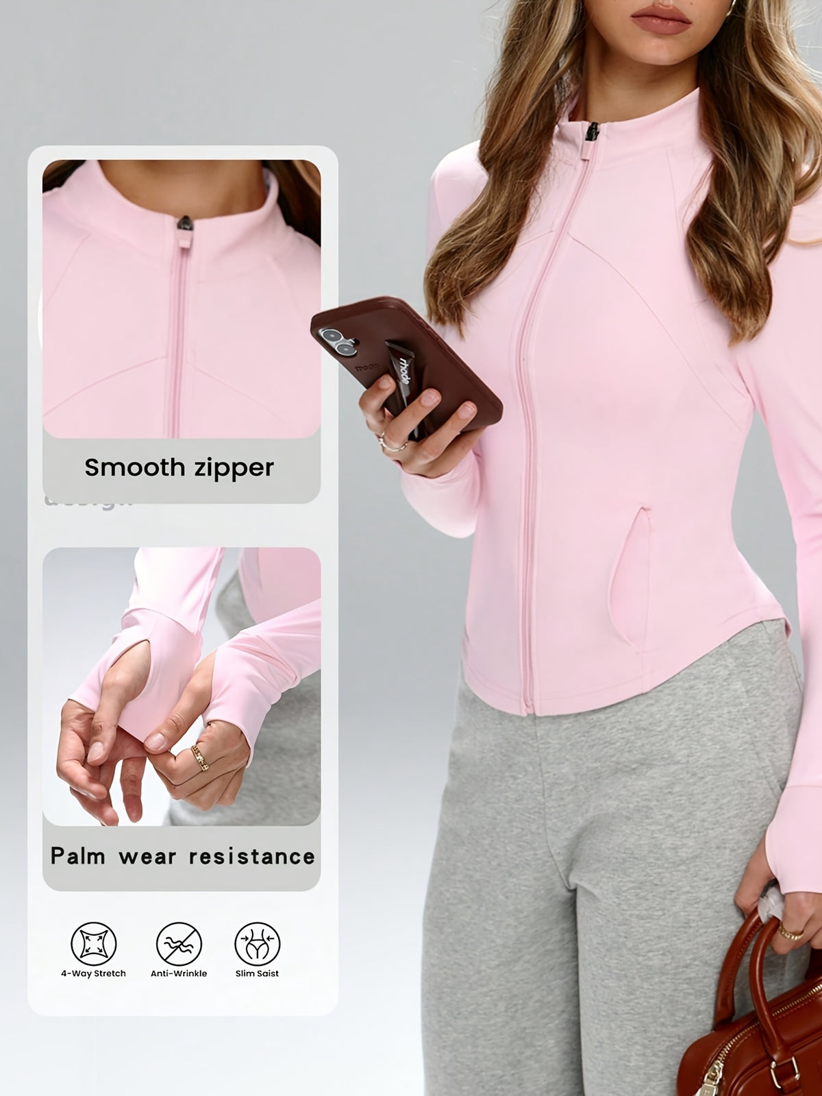 Fleece Lined Zip Up Jacket - Pink