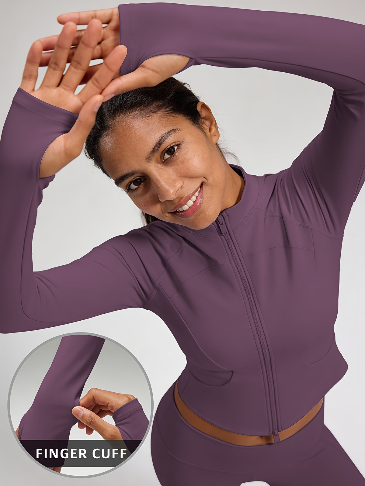 Pocket Solid Running Sports Jacket - Deep Purple