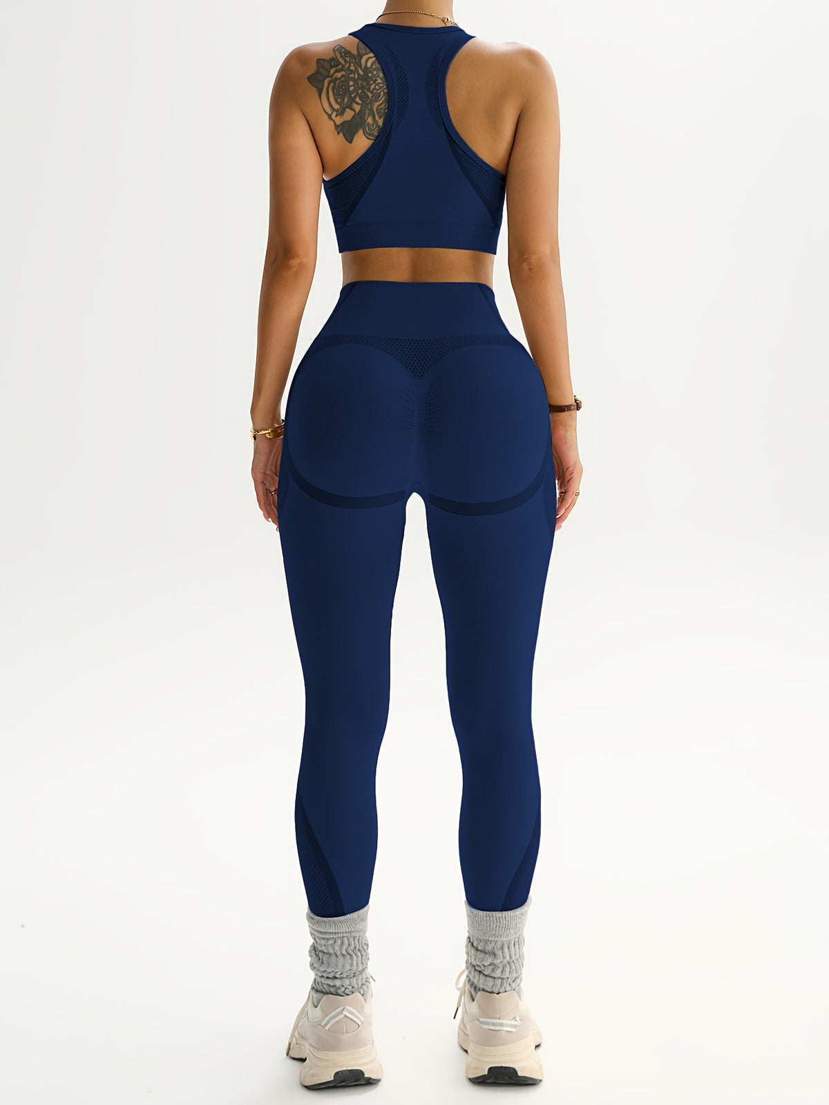 Cropped Tank & Leggings Set - Purplish Blue