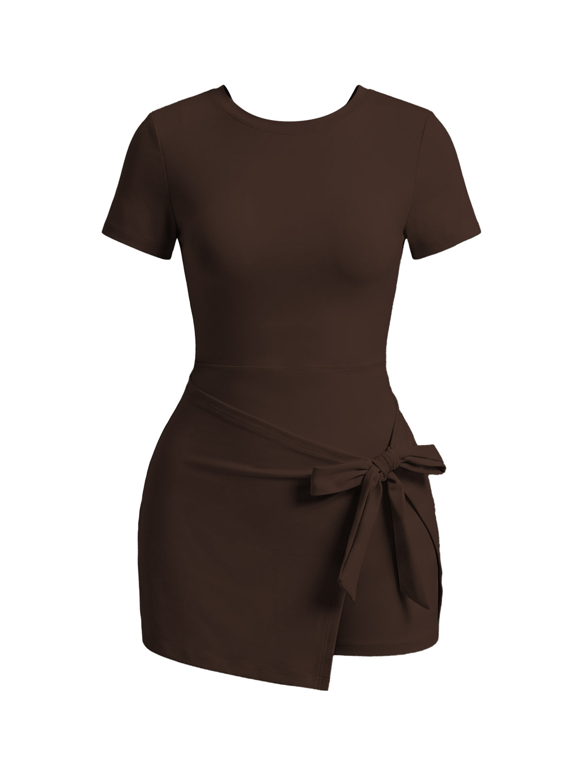 Tie Waist Wrap Tennis Dress - Dark Brown