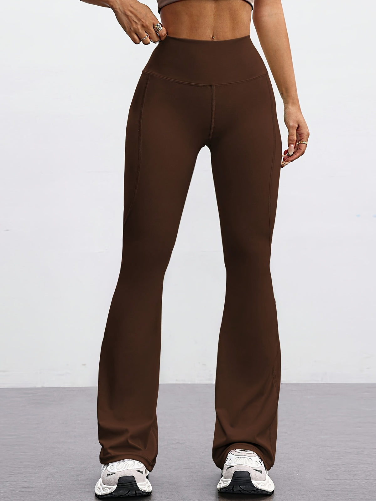 High Waist Flare Pants - Coffee