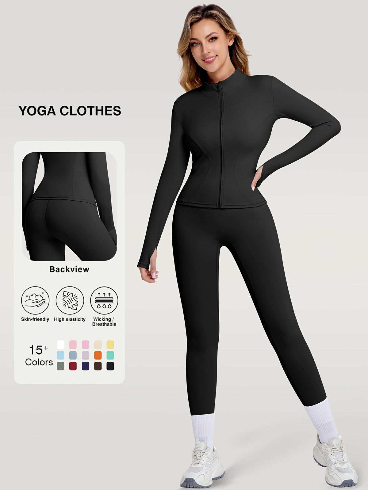 Figure Hugging Jacket & Pants Set - Black