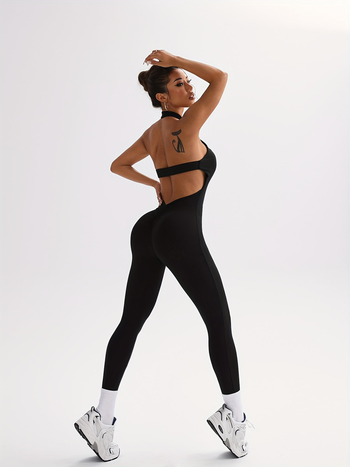 Halter Open Back Padded Bodysuit - Black