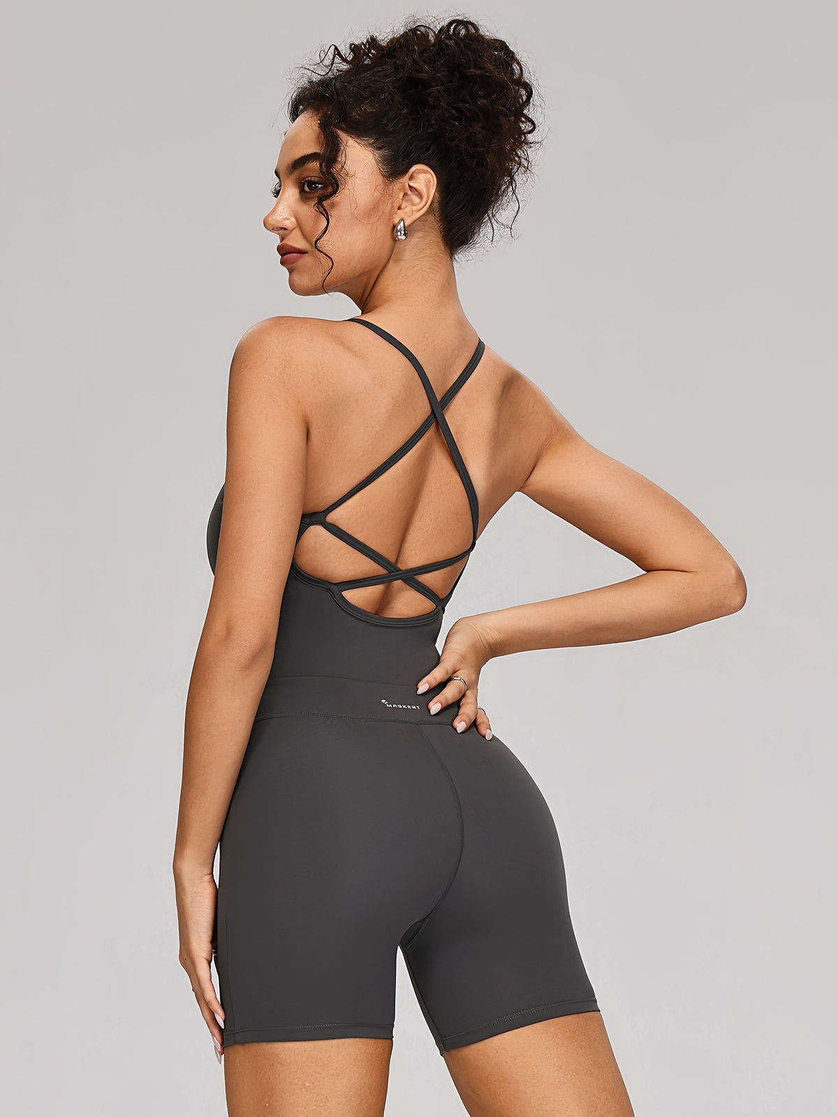 Backless Strappy Sculpt Jumpsuit - Graphite