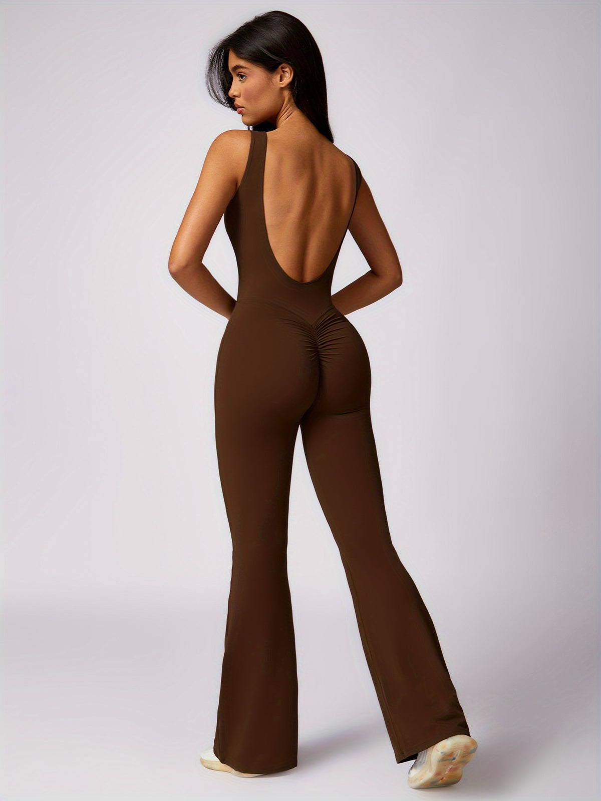 Sleeveless Yoga Bodysuit - Chocolate