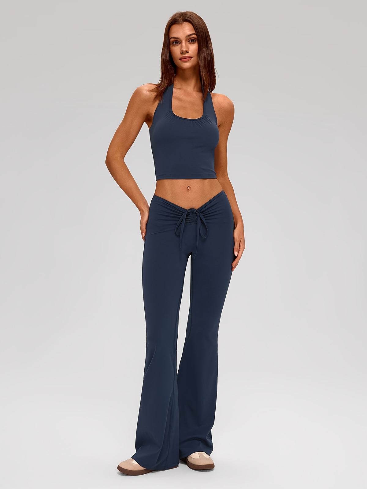 Halter Crop & Tie Waist Flare Set