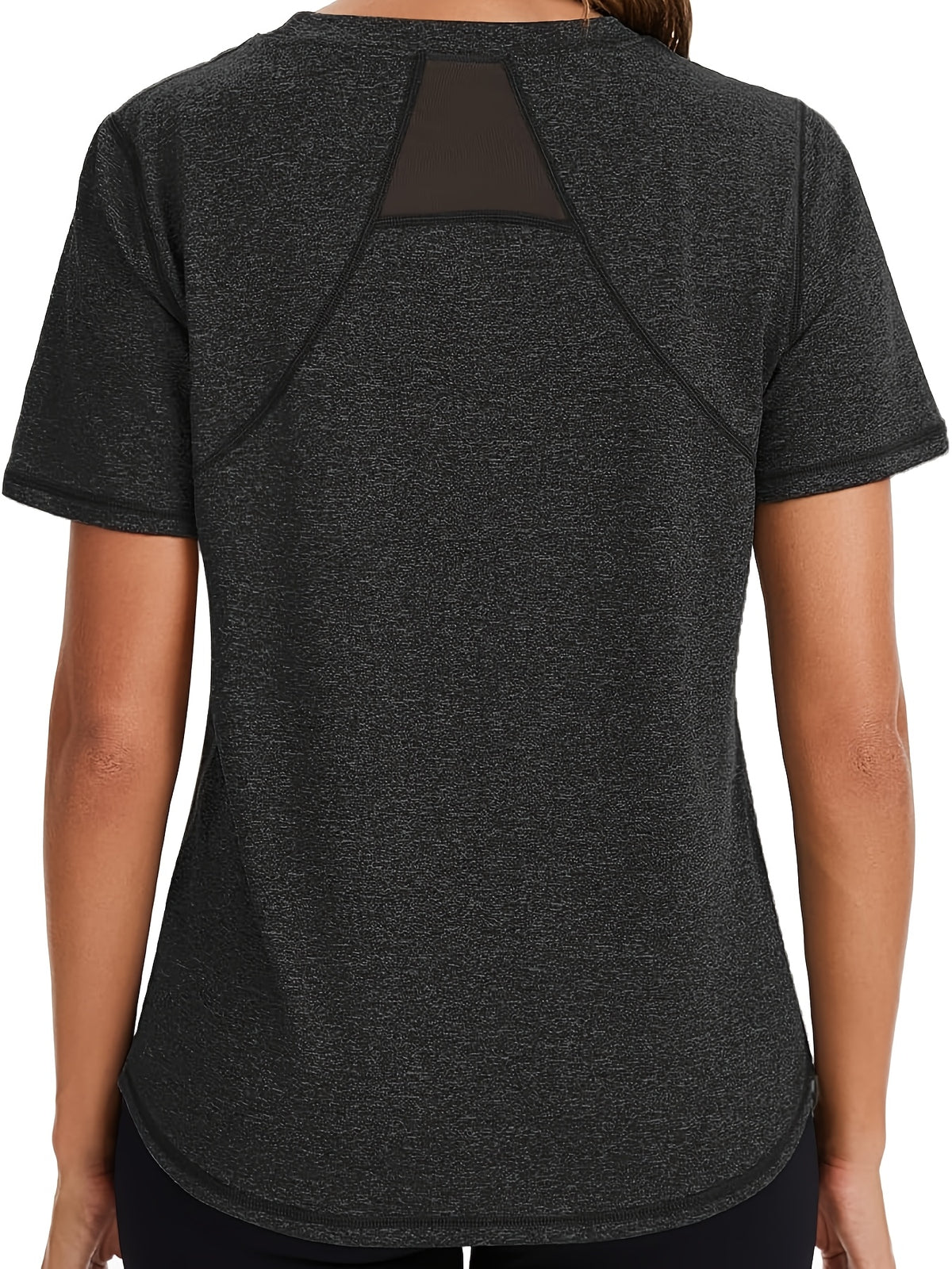 Triangle Mesh Back Sports Tee - Black Gray