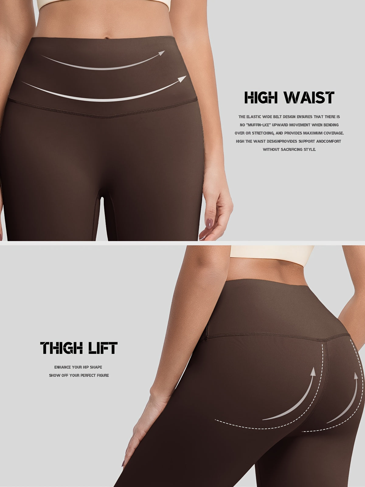 Crew Neck Tee & Leggings Set - Brown