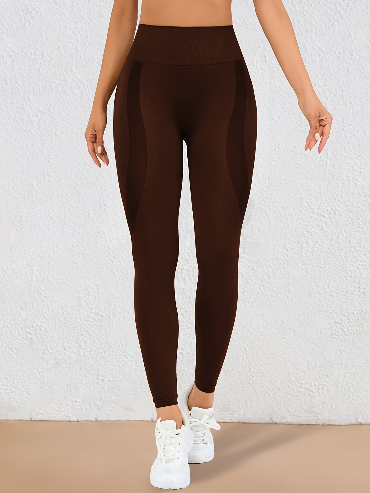 Wide Waistband Lifting Leggings - Coffee