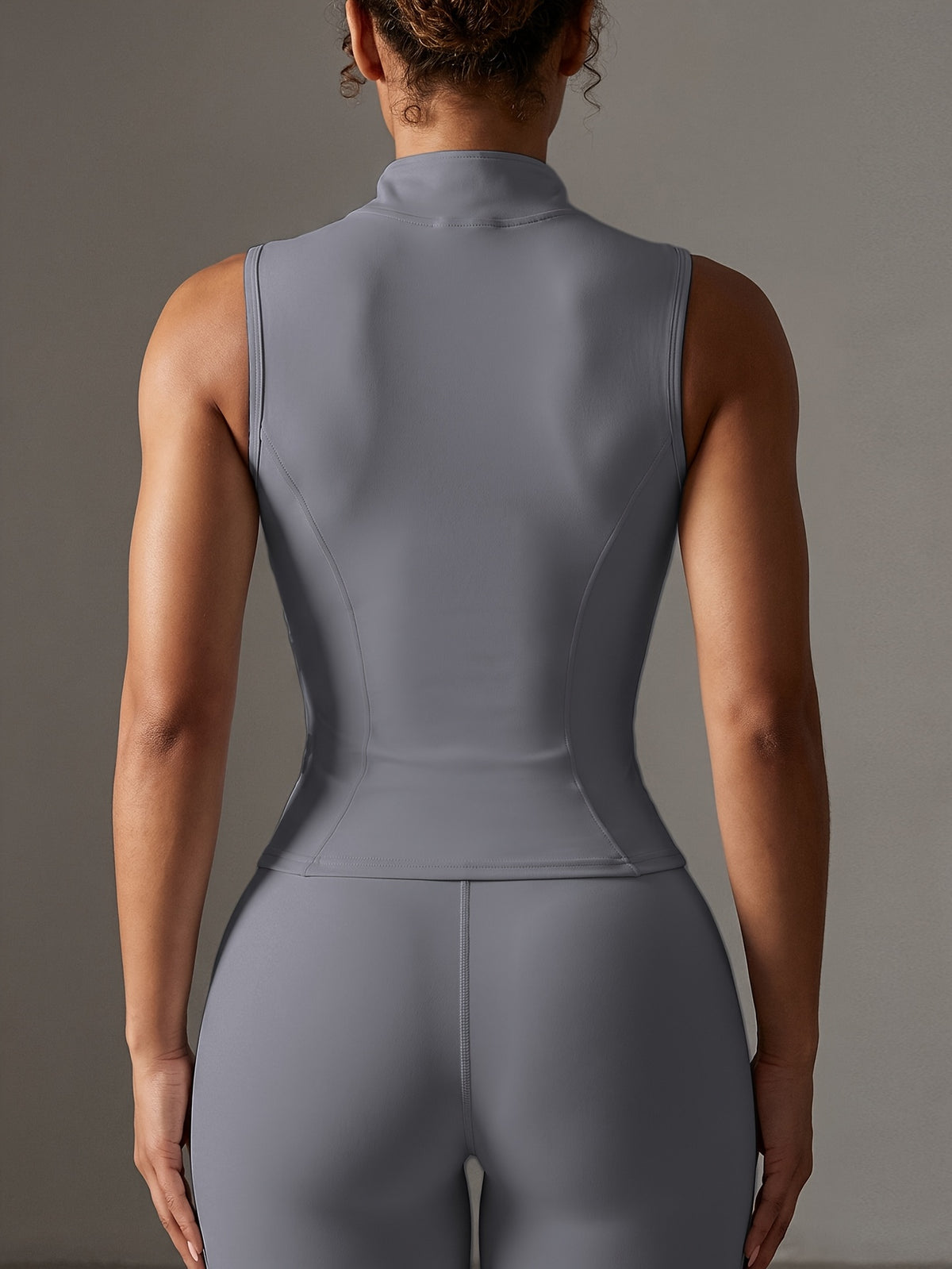 Sleeveless Zip Up Athletic Vest - Grey
