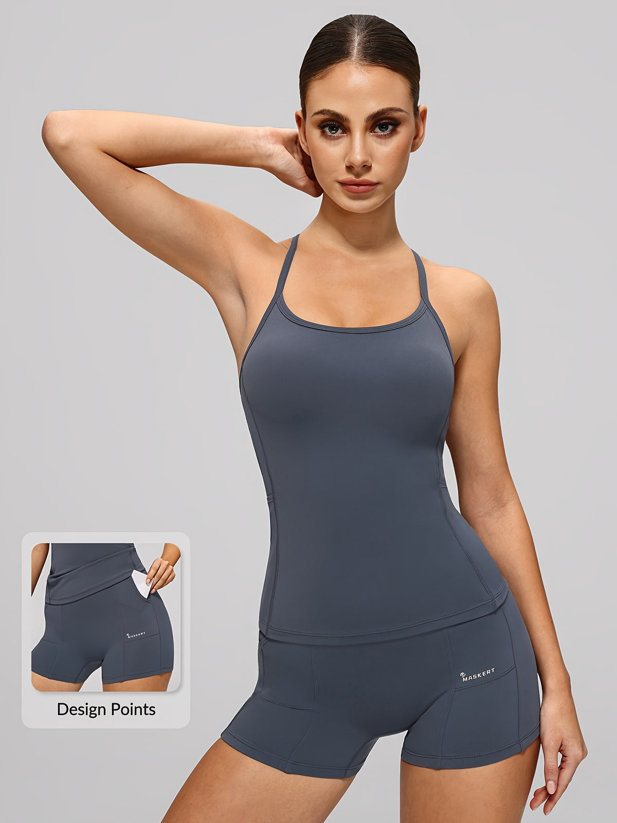 Crossover Top & Pocket Shorts Set - Deep Blue
