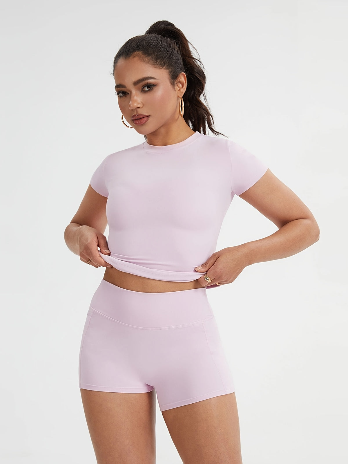 Breathable Slim Fit Sports Tee - Pink