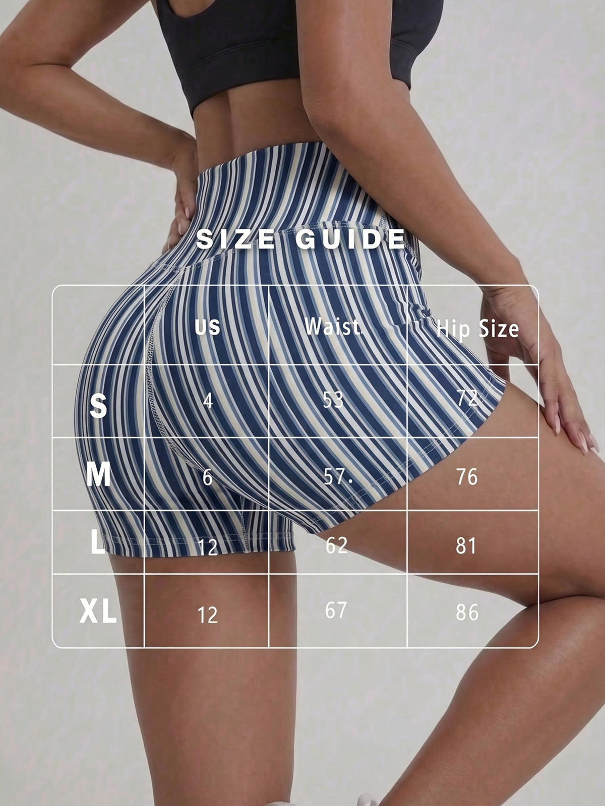 High Waist Sculpt Shorts - Navy Stripe