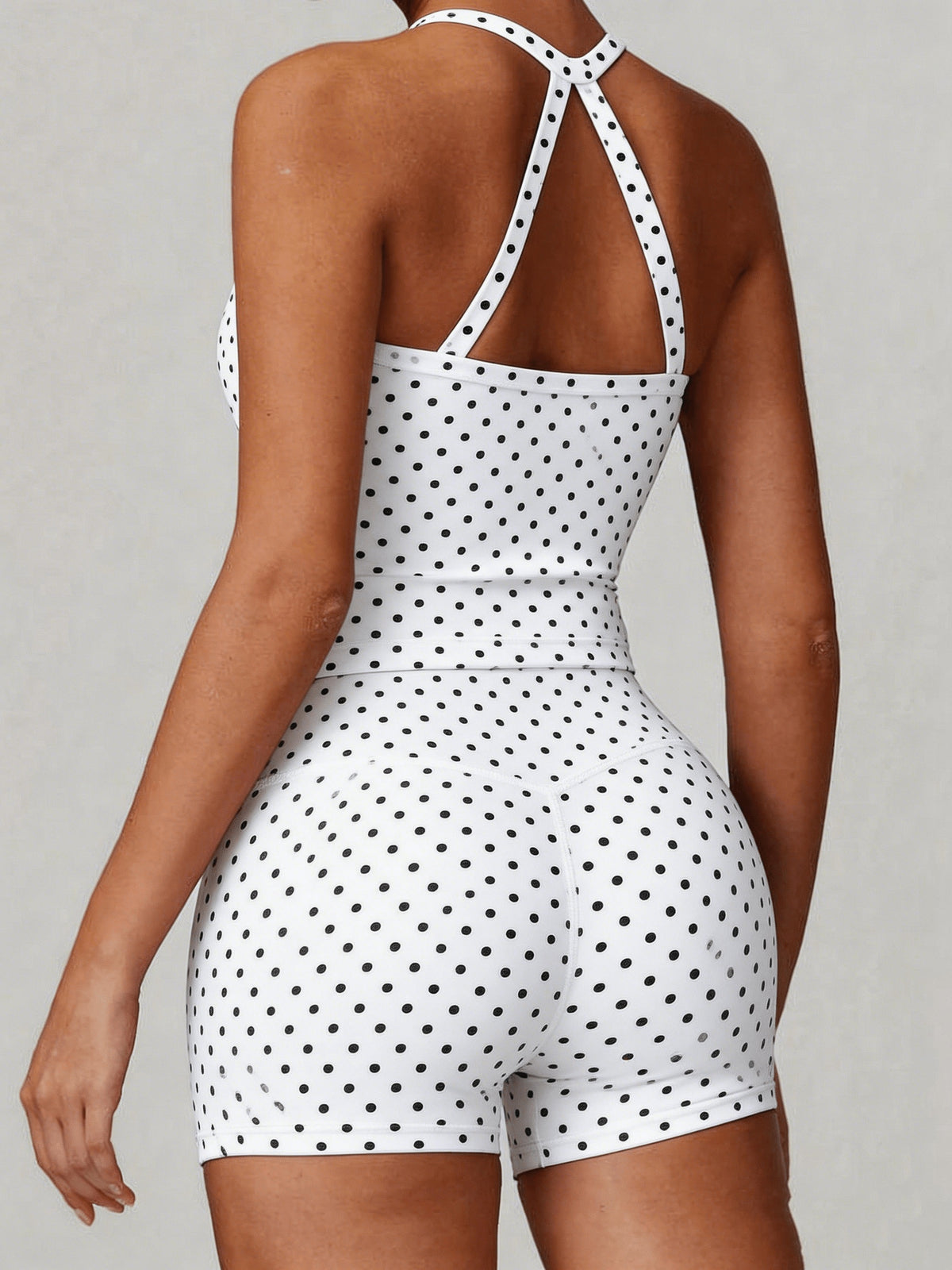 Polka Dot Halter Tank & Shorts Set - White