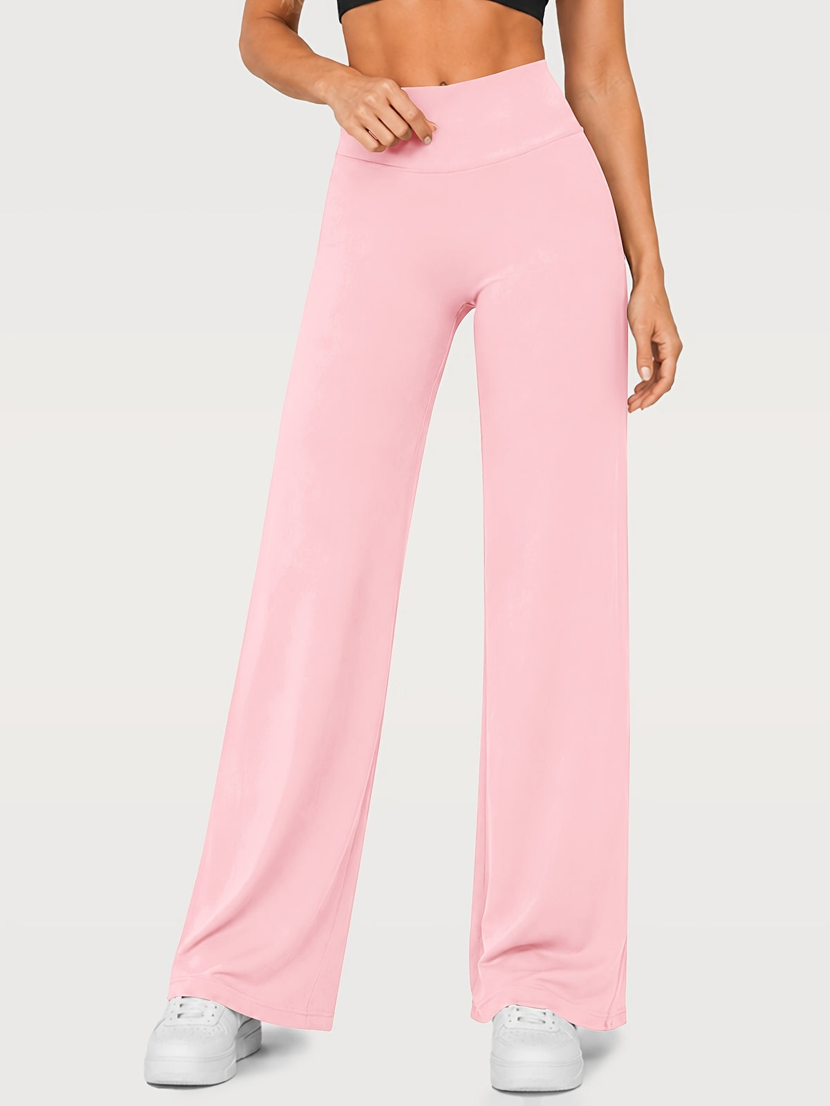 Stretch Straight Leg Yoga Pants - Pink