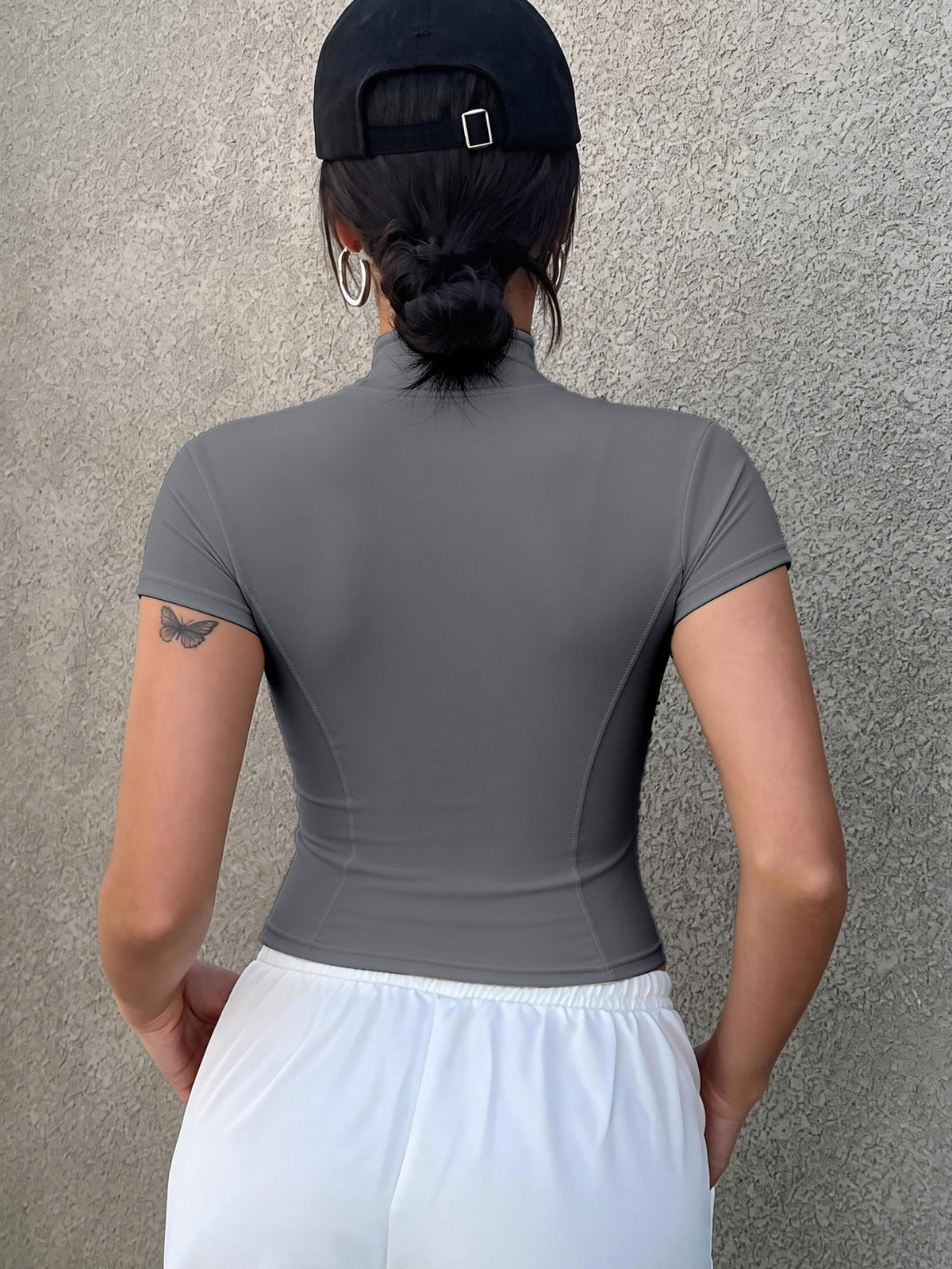 3 Pack Short Sleeve Zip Crop Jackets - Black, Ivory White & Gray