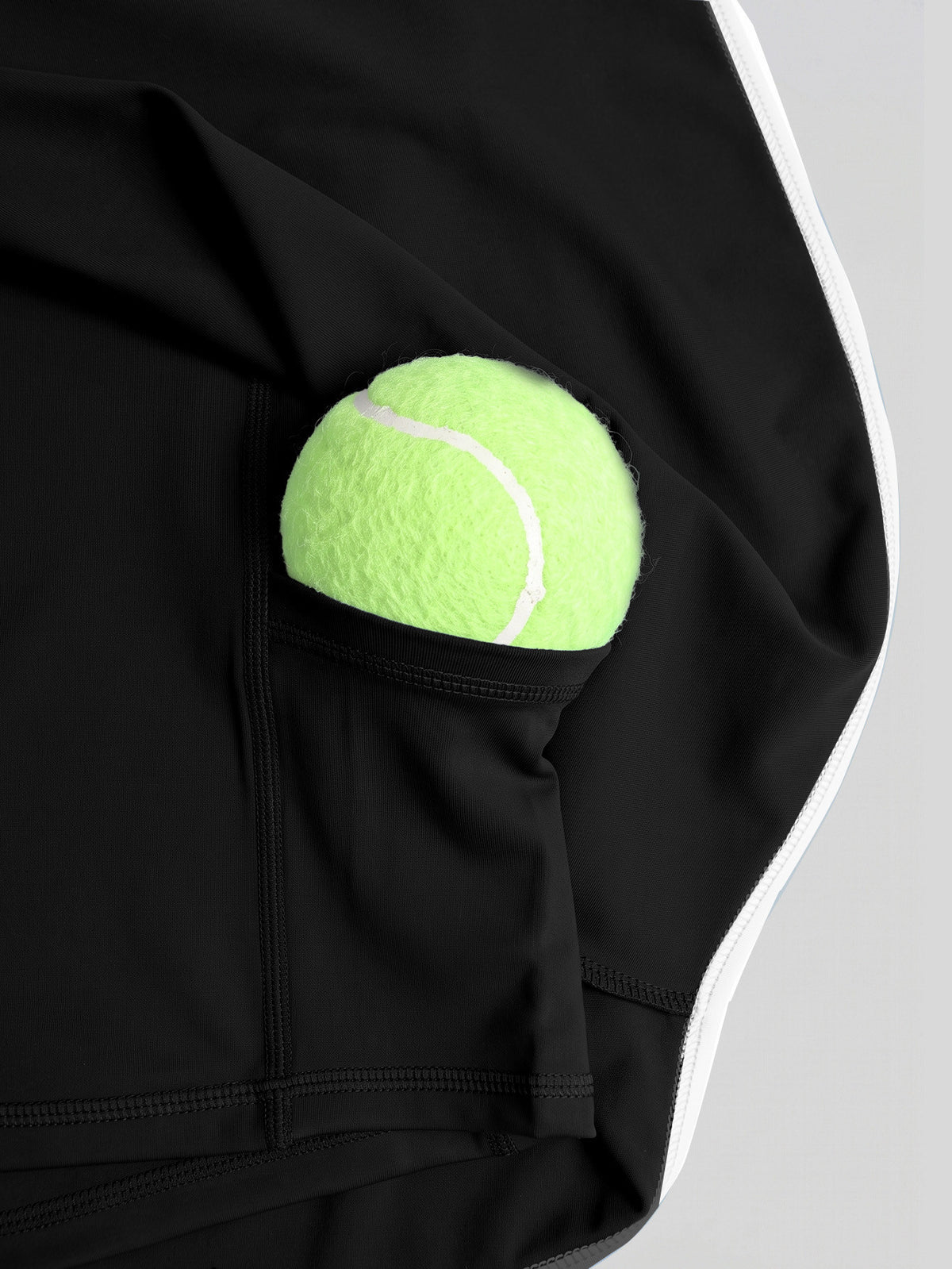 Contrast Waistband Side Slit Tennis Skirt - Black