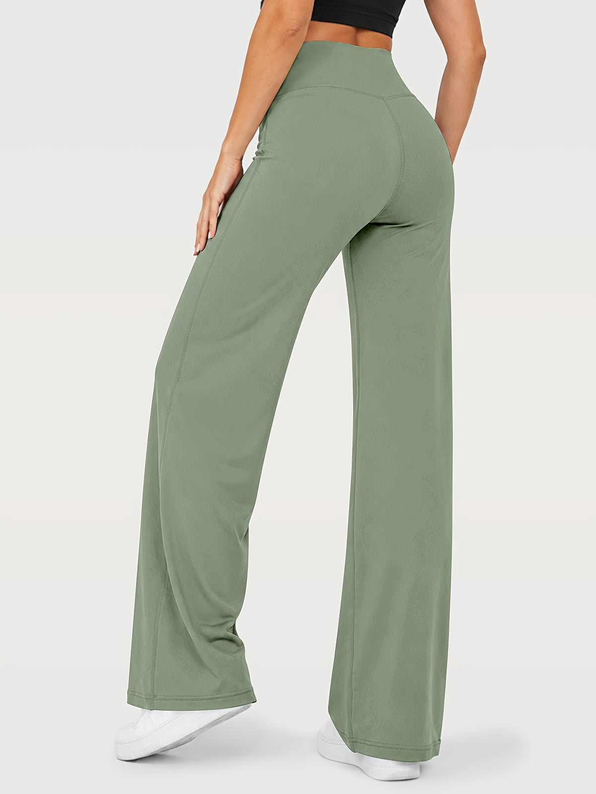 Stretch Straight Leg Yoga Pants - Sage Green