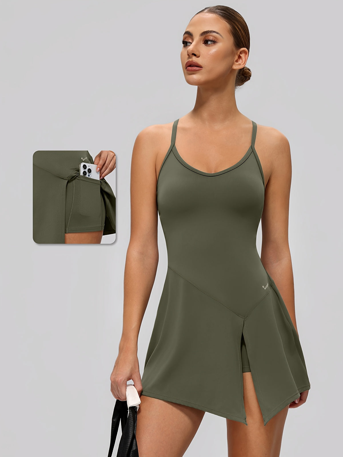 Strappy Athletic Dress - Bamboo Green