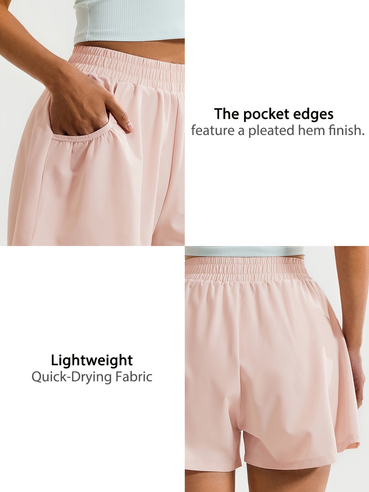 Loose Pocket Running Shorts - Light Pink