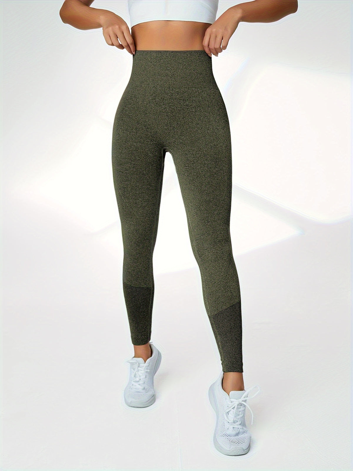 3 Pack High Rise Seamless Leggings - Black+Dark Green+Dark Grey
