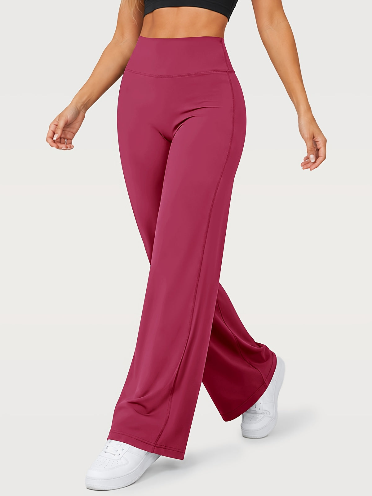 Stretch Straight Leg Yoga Pants - Magenta