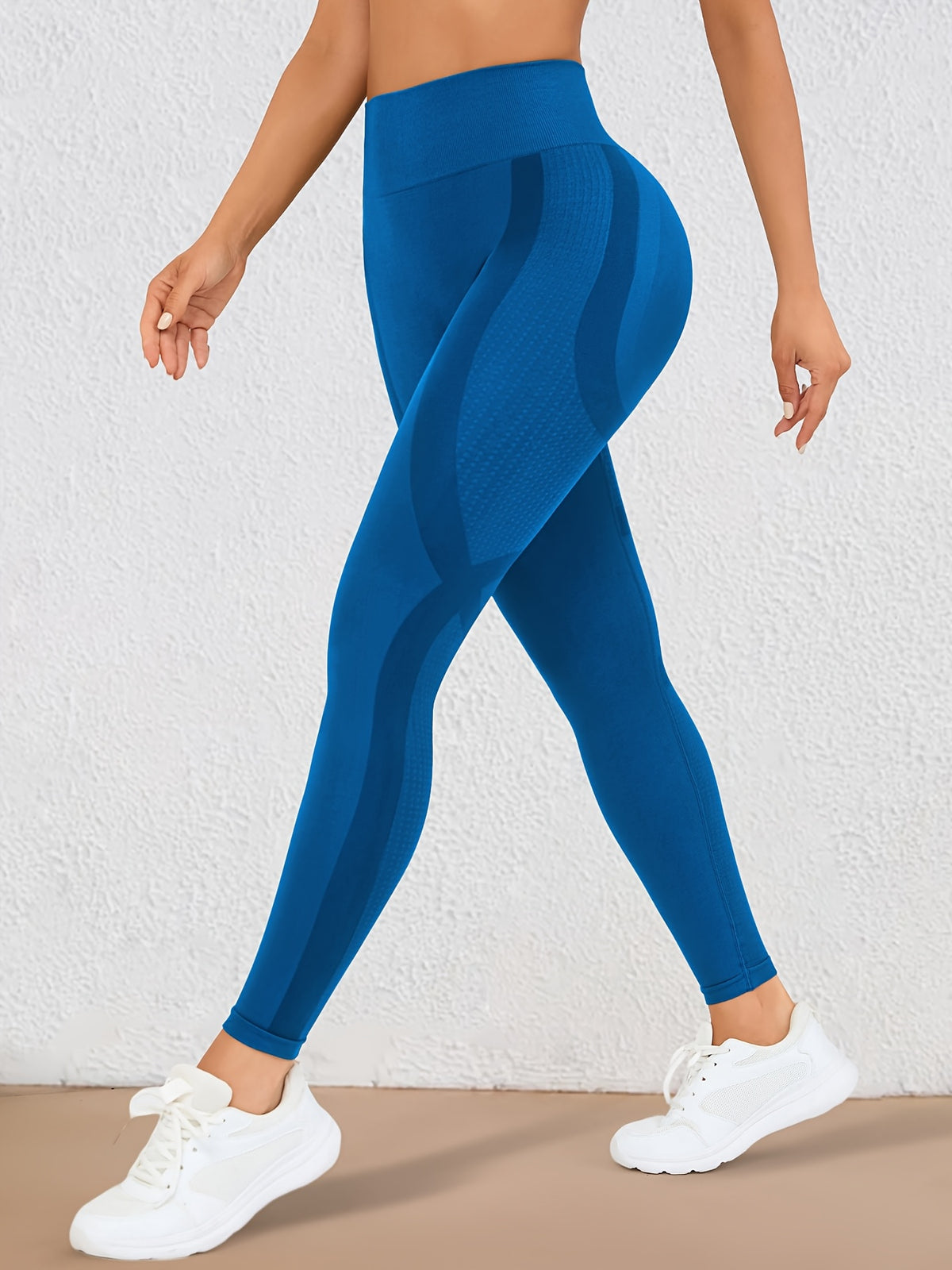 Wide Waistband Lifting Leggings - Vibrant Blue