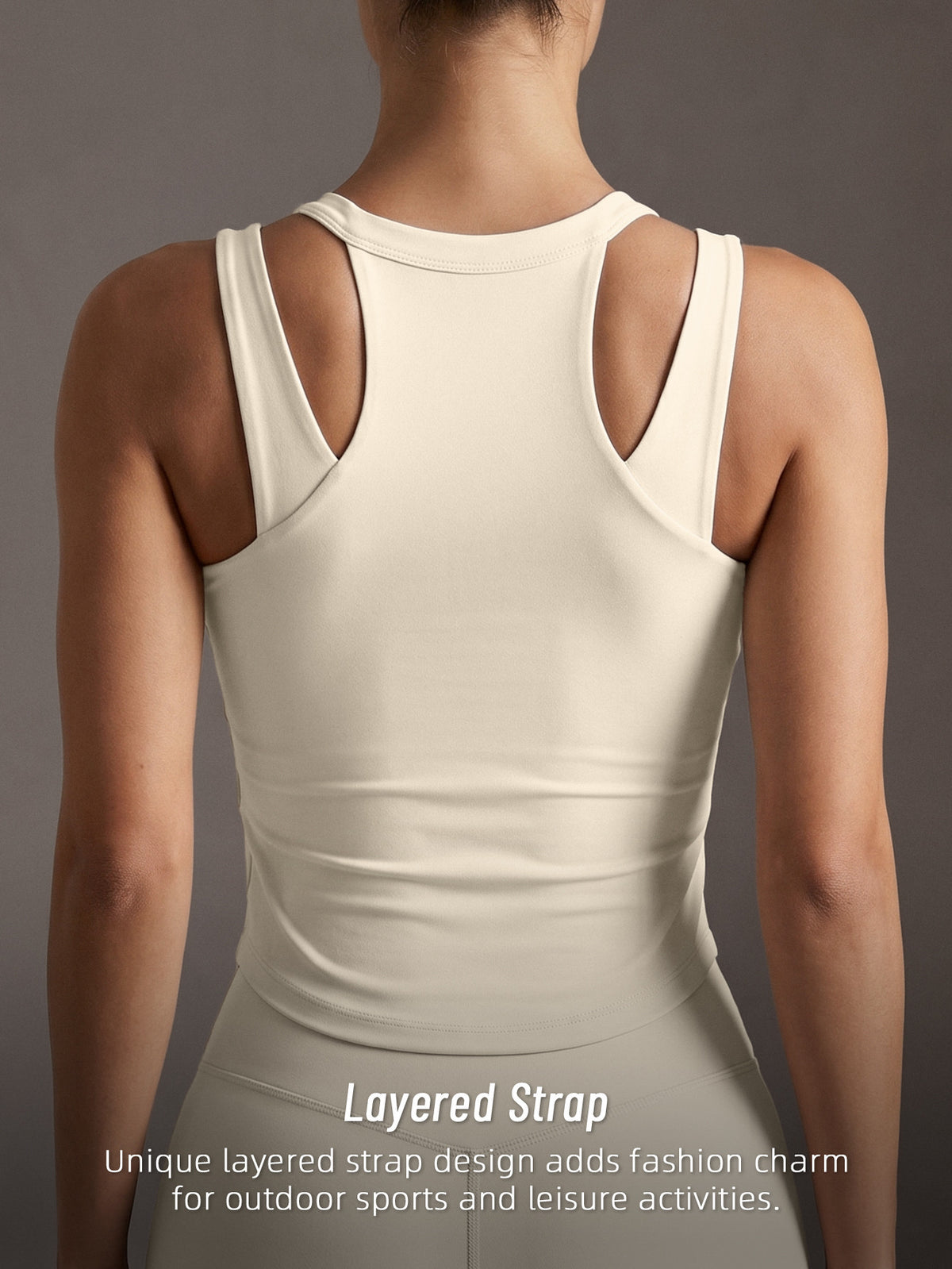 Letter Print Backless Padded Tank Top - Off White