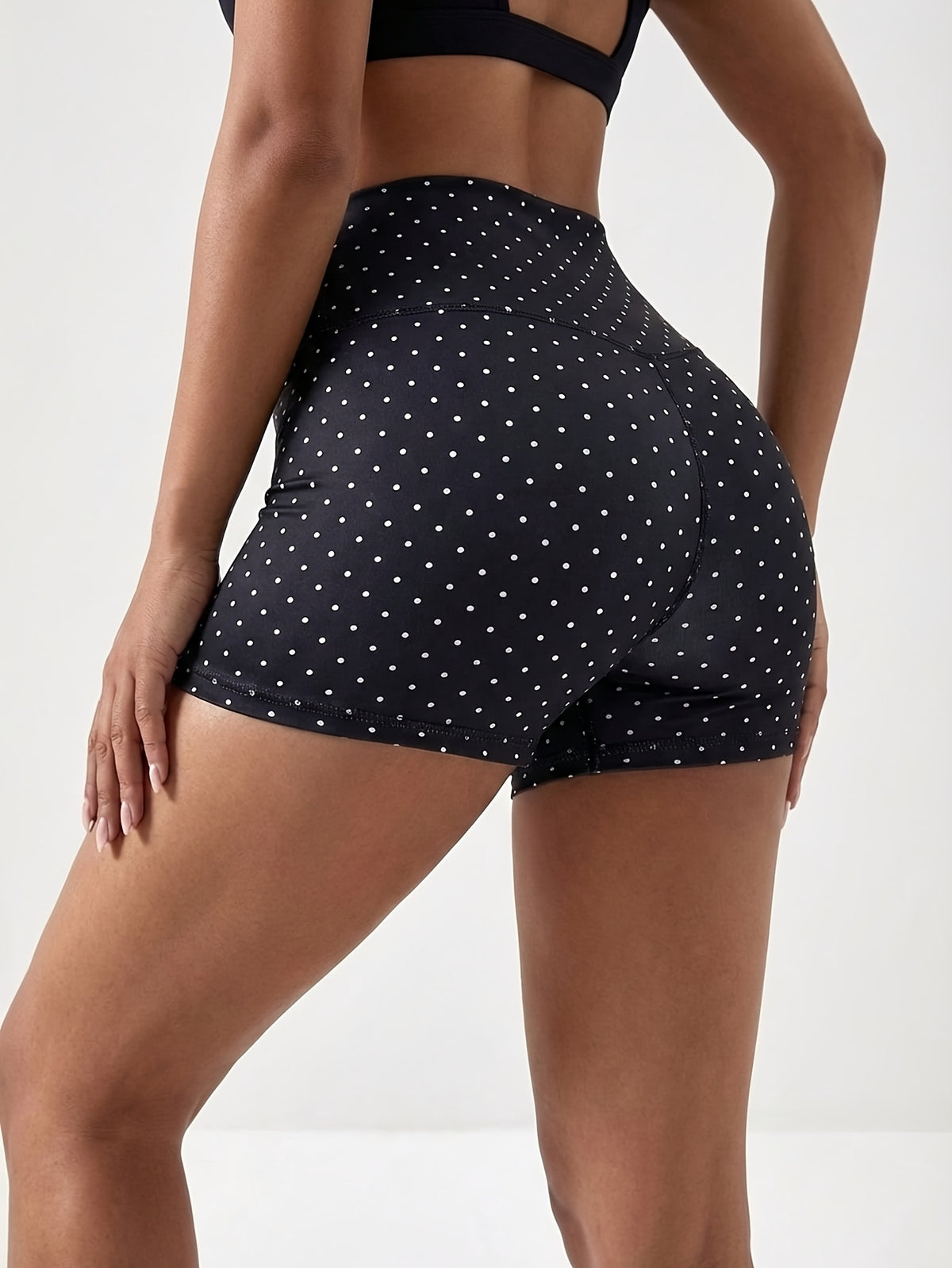 High Waist Sculpt Shorts - Black Polka Dot