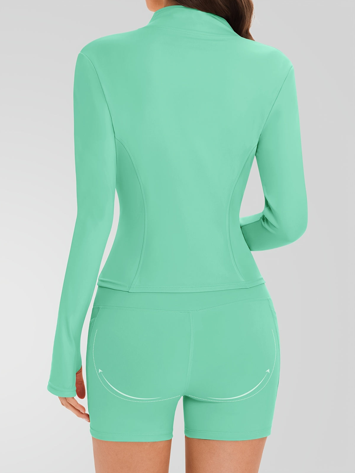 Zip Jacket & Pocket Shorts Set - Mint Green