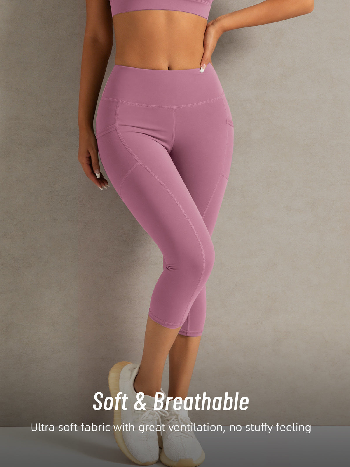 Side Pocket High Waist Lifting Leggings - Hot Pink