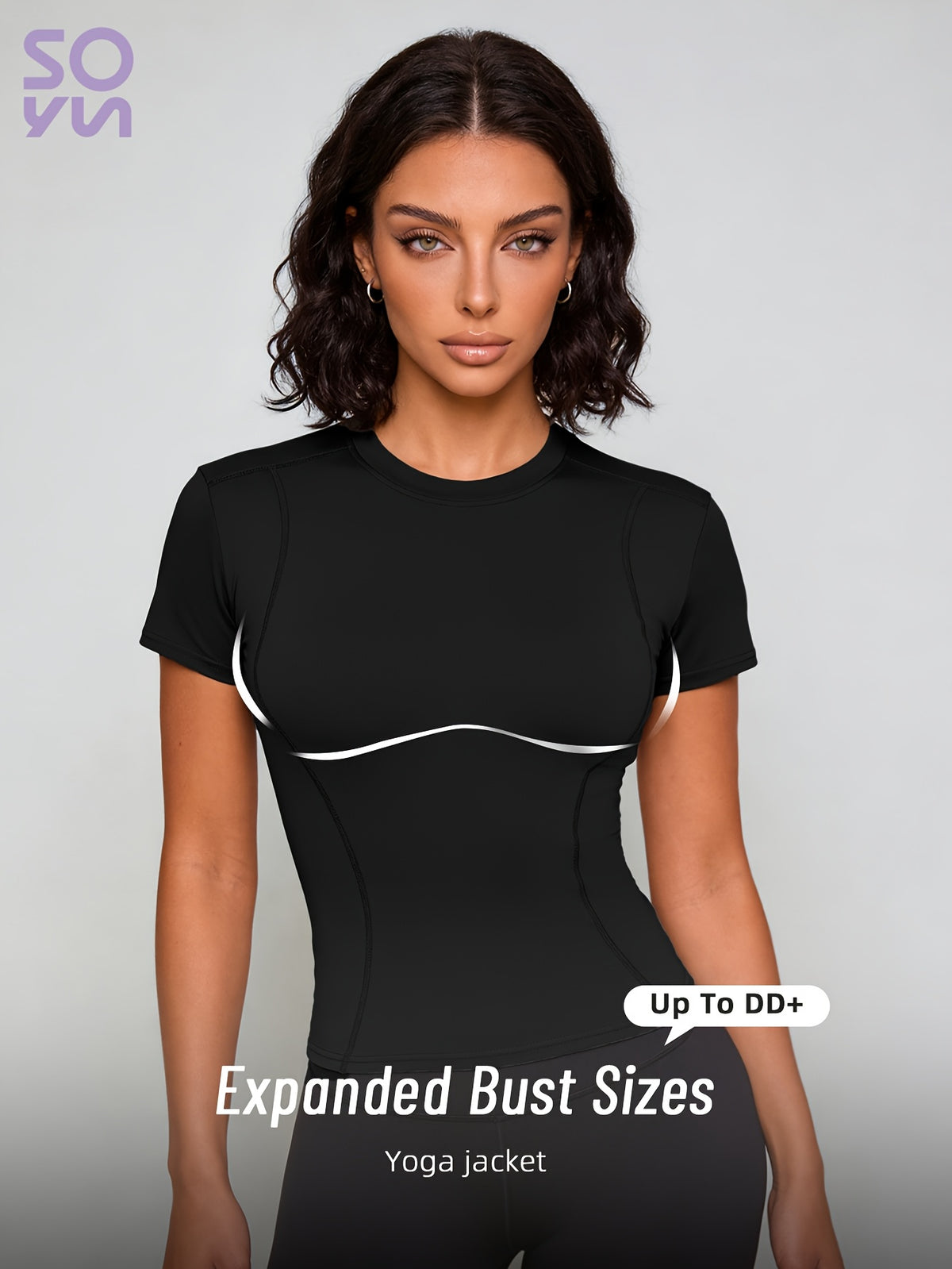 Quick-Dry Round Neck Yoga Tee - Black