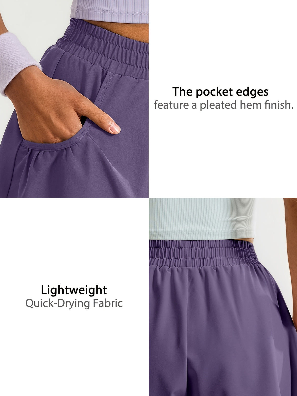 Loose Pocket Running Shorts - Purple