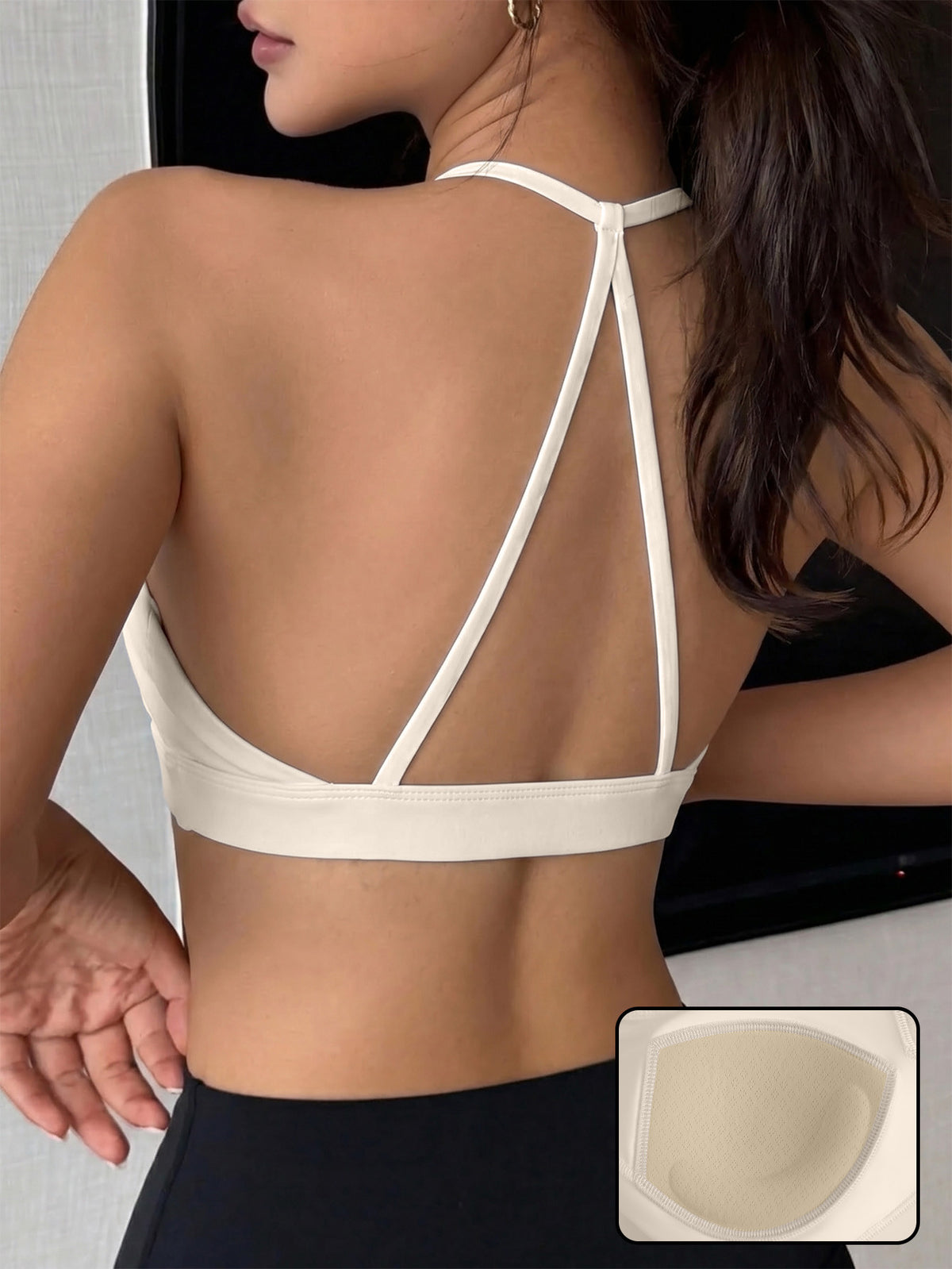 Backless Thin Strap Sports Bra - White
