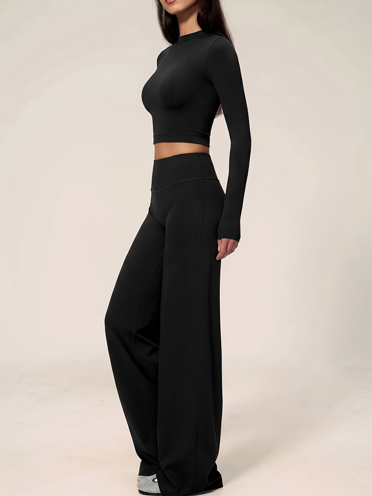 Long Sleeve Crop & Wide Leg Pants Set