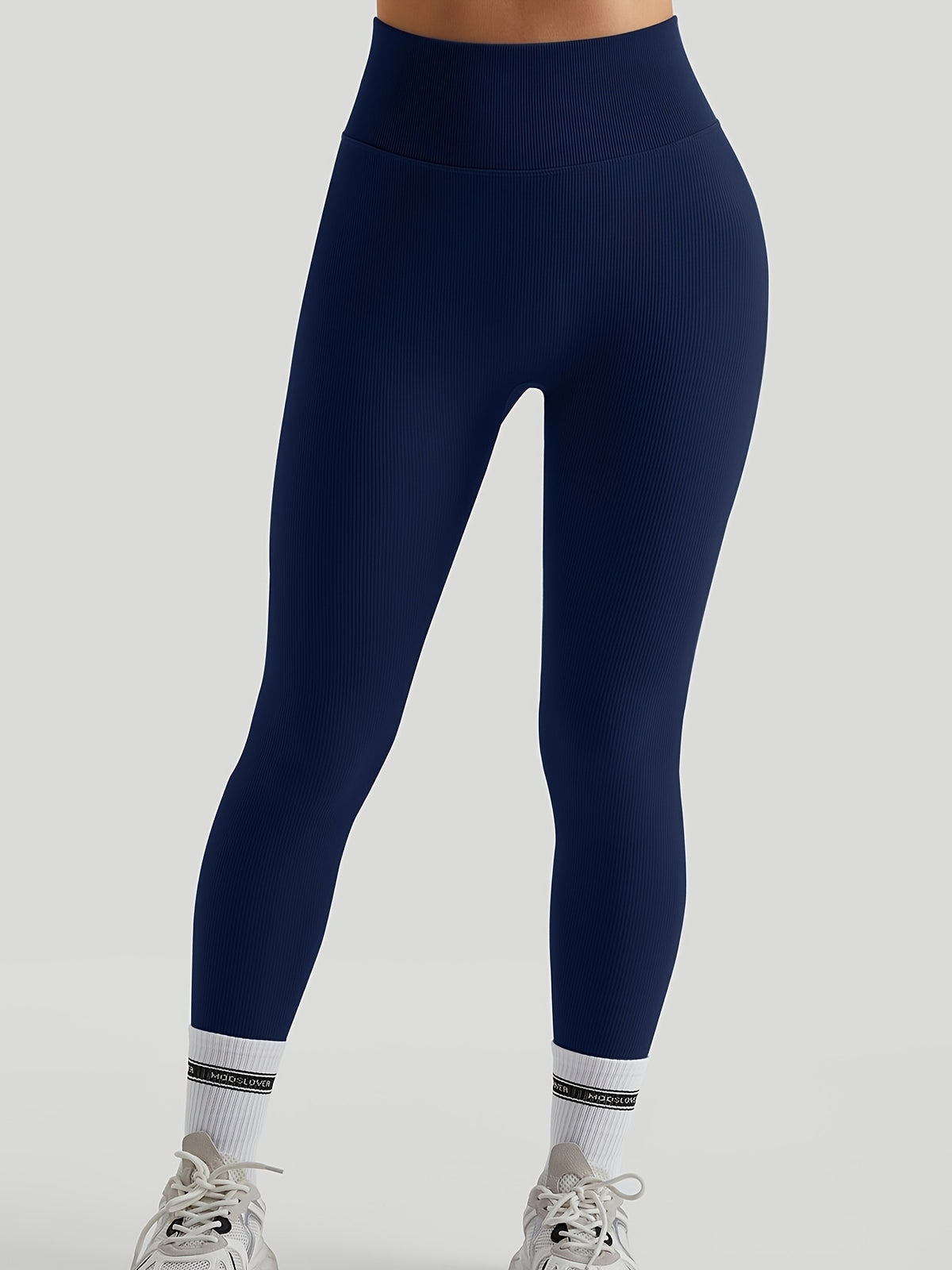2 Pack Ribbed Tummy Control Leggings - Navy & Olive Green