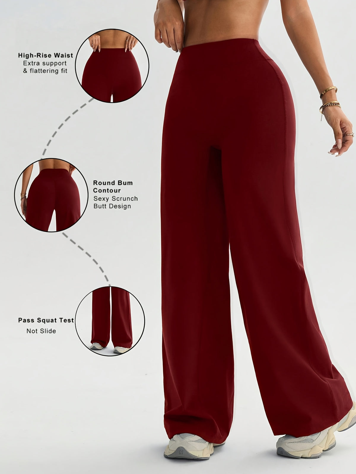 High Waist Flare Yoga Pants - Burgundy