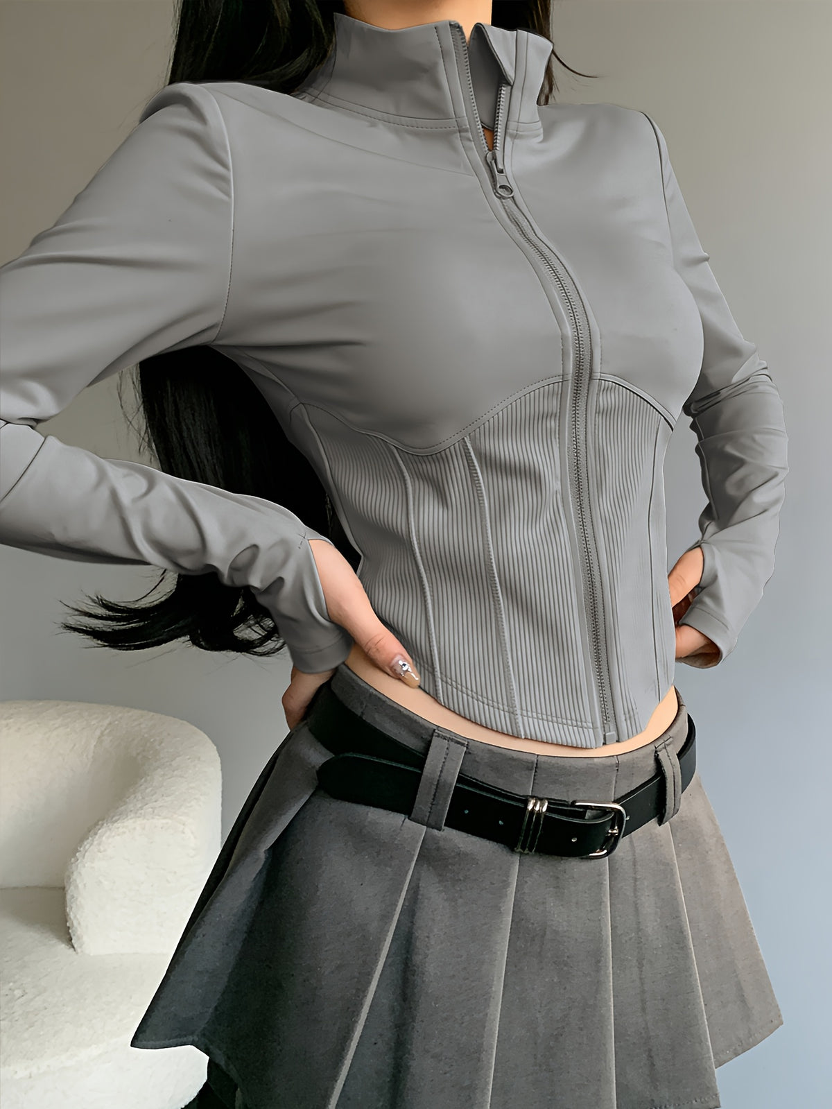 Moisture Wicking Quick Dry Yoga Jacket - Grey