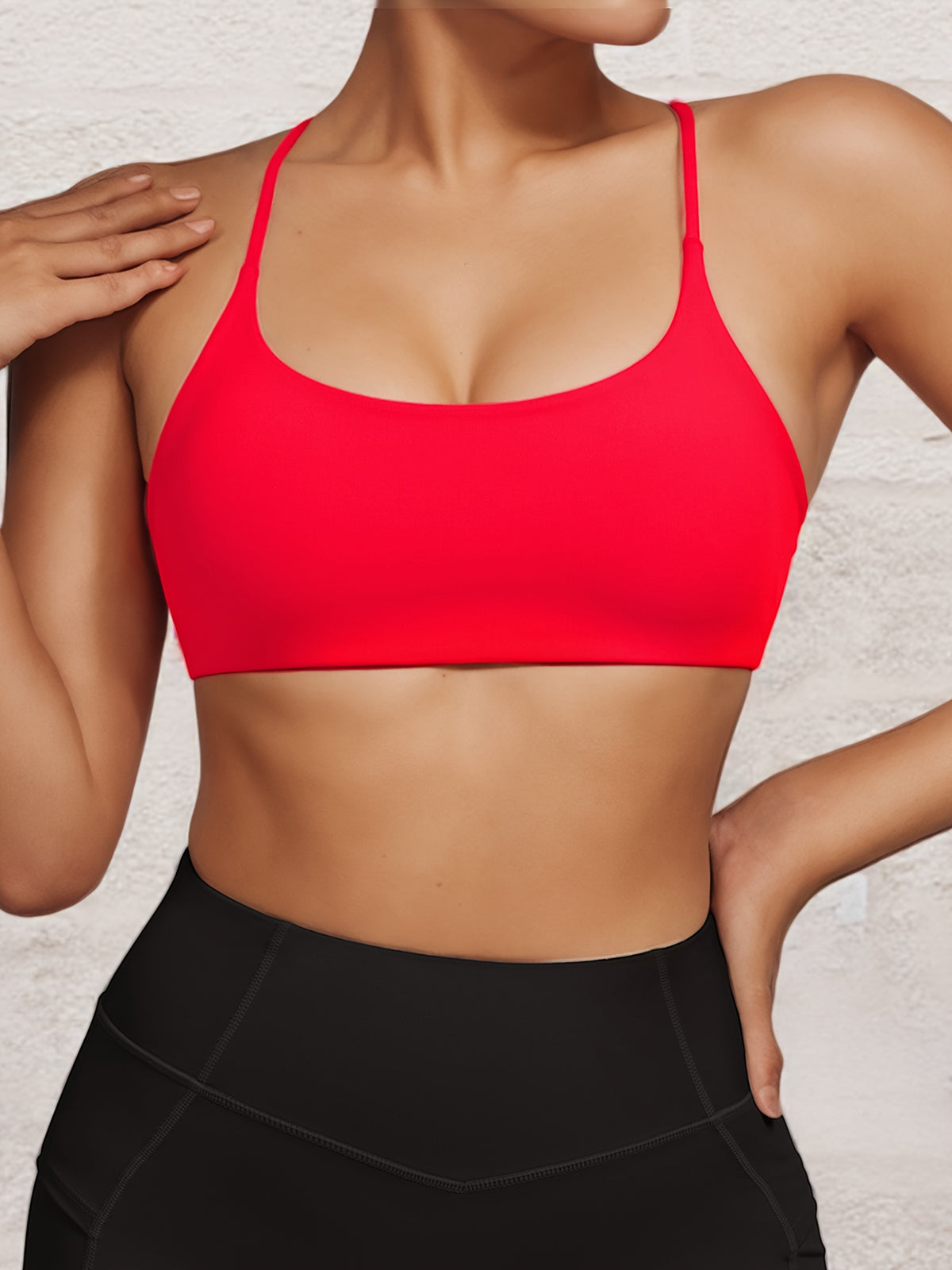 Short Cross Back High Impact Sports Bra - Red