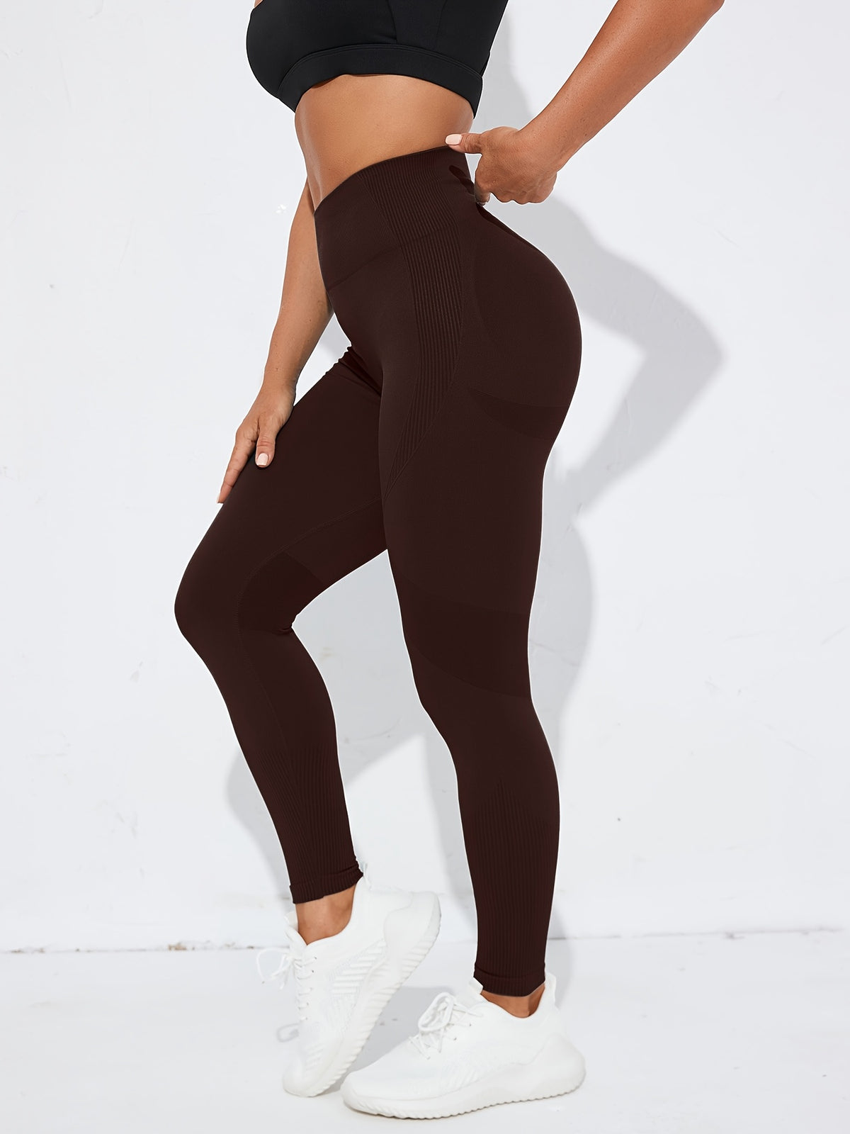 Slim Fit Casual Sports Leggings - Coffee