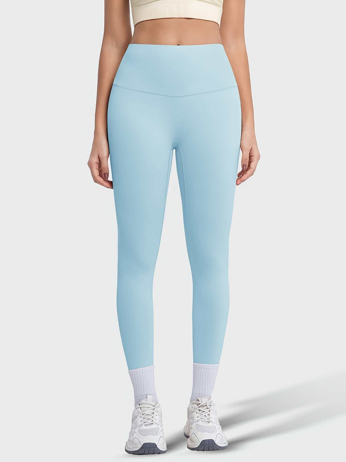 Crew Neck Tee & Leggings Set - Light Blue