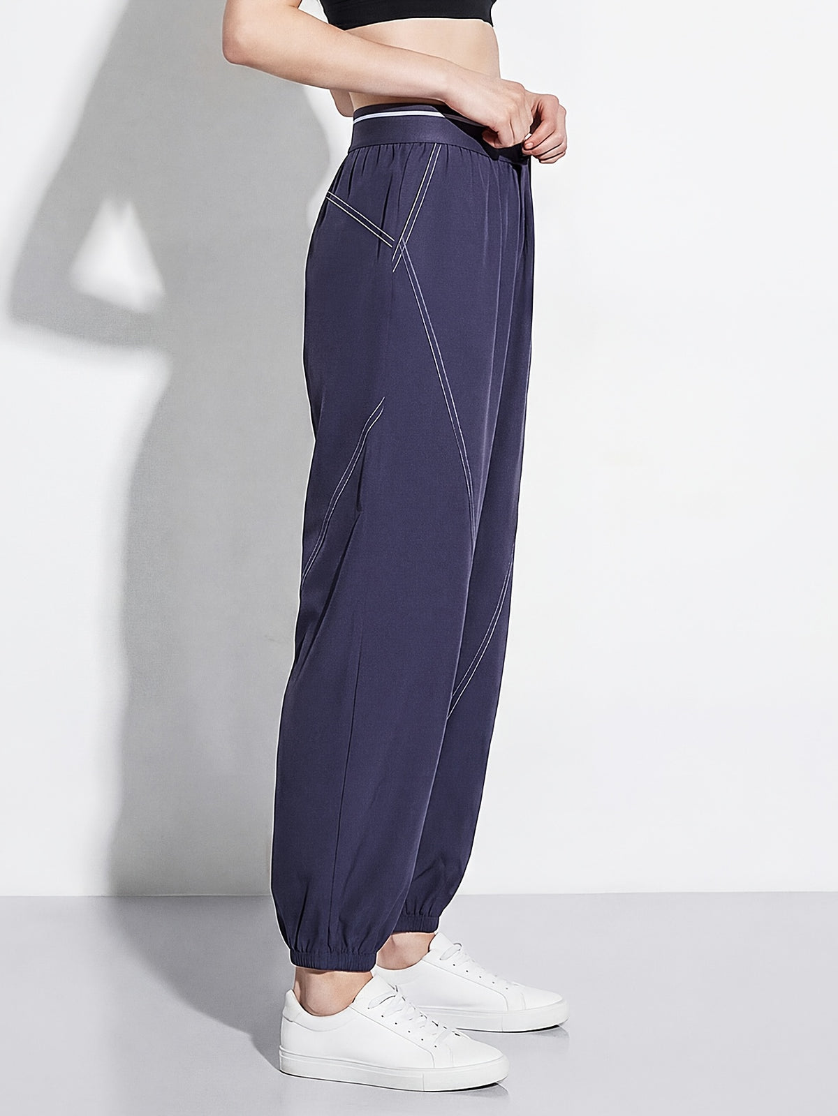 Piped Cuffed Joggers - Navy