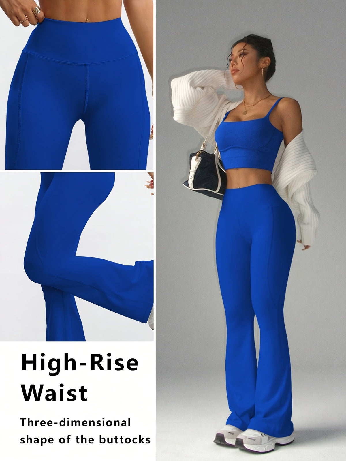 High Waist Flare Pants - Royal Blue