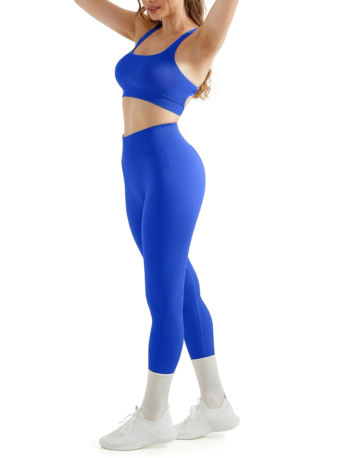 Crop Tank & Seamless Yoga Pants Set - Blue