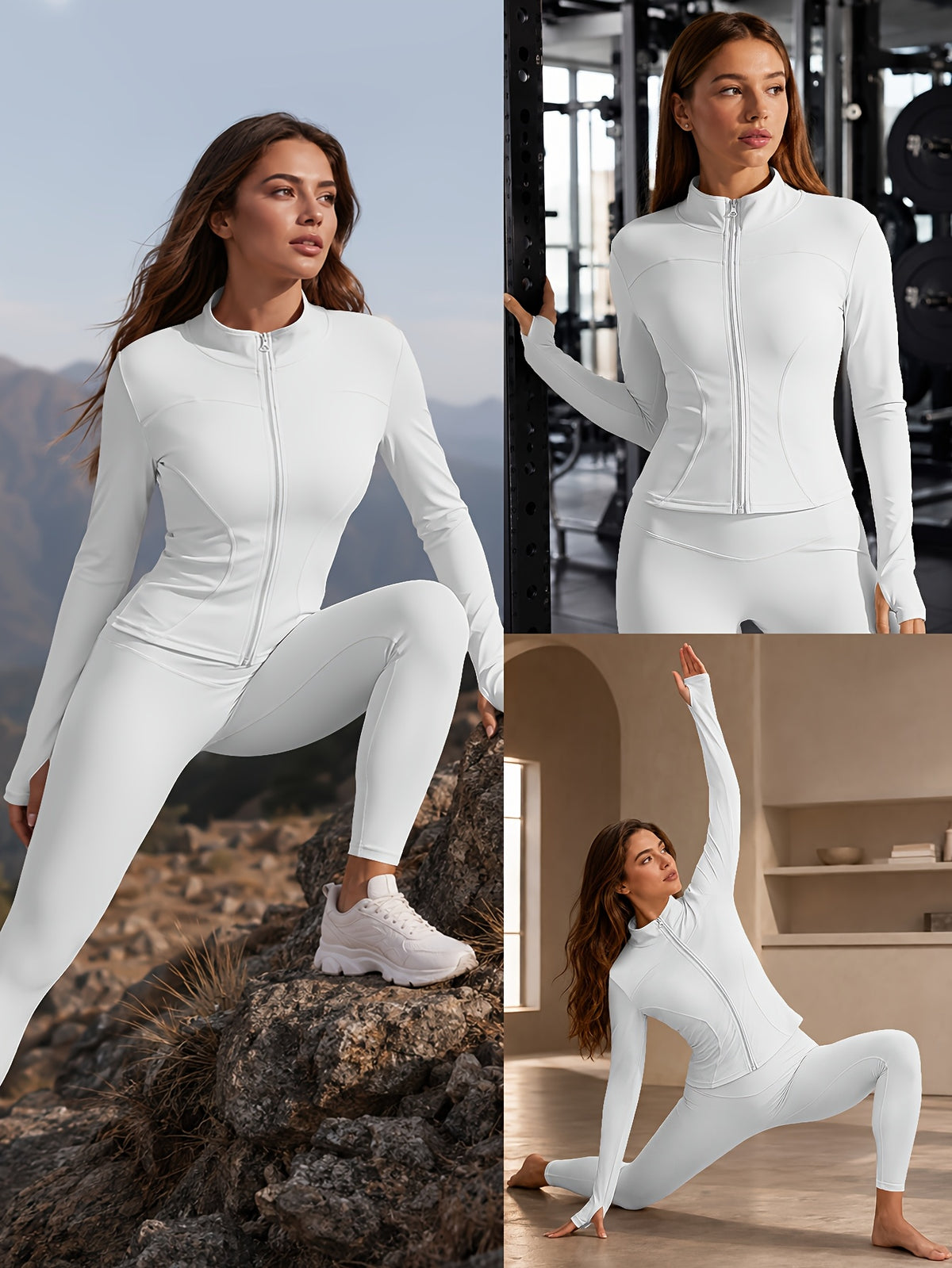 Quick Dry Long Sleeve Sports Jacket - White