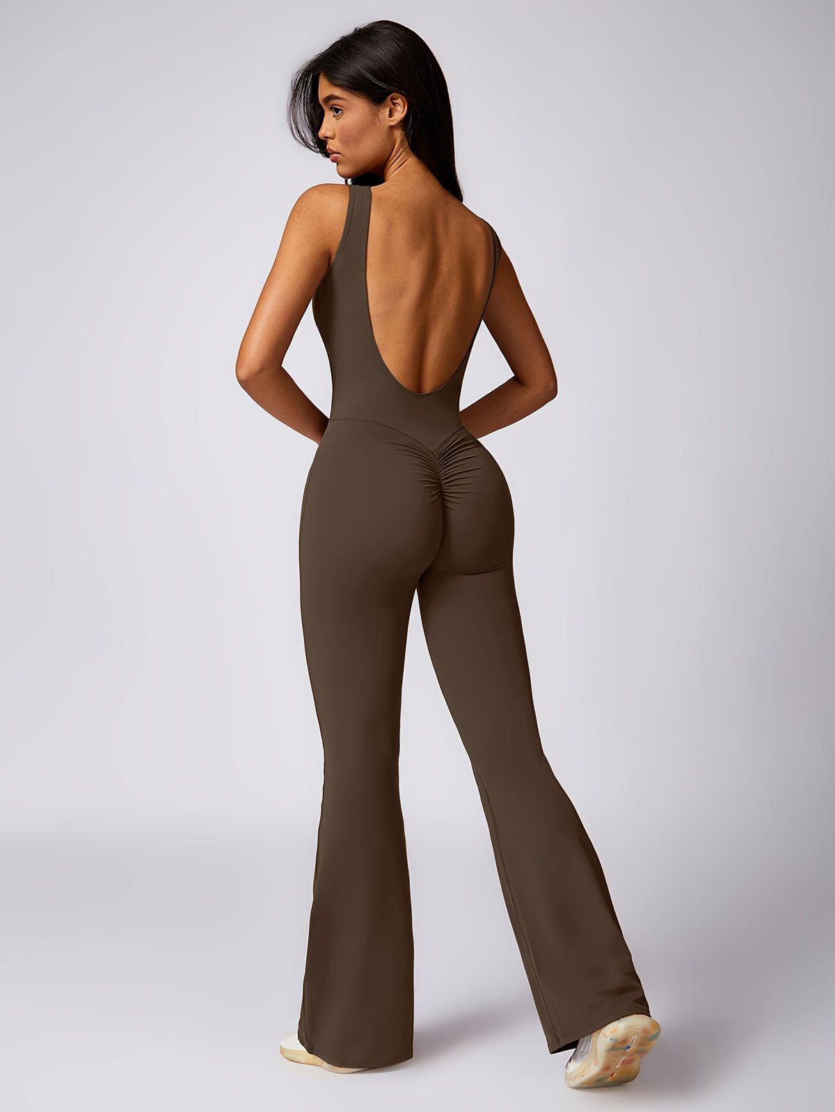 Sleeveless Yoga Bodysuit - Coffee