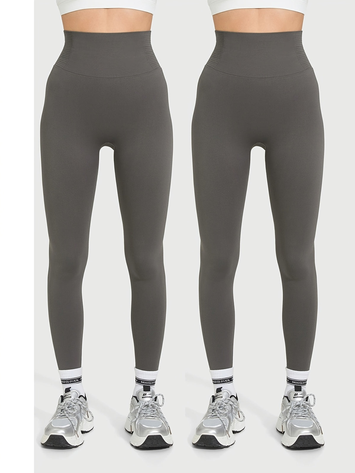 2 Pack Breathable Seamless Leggings - Grey