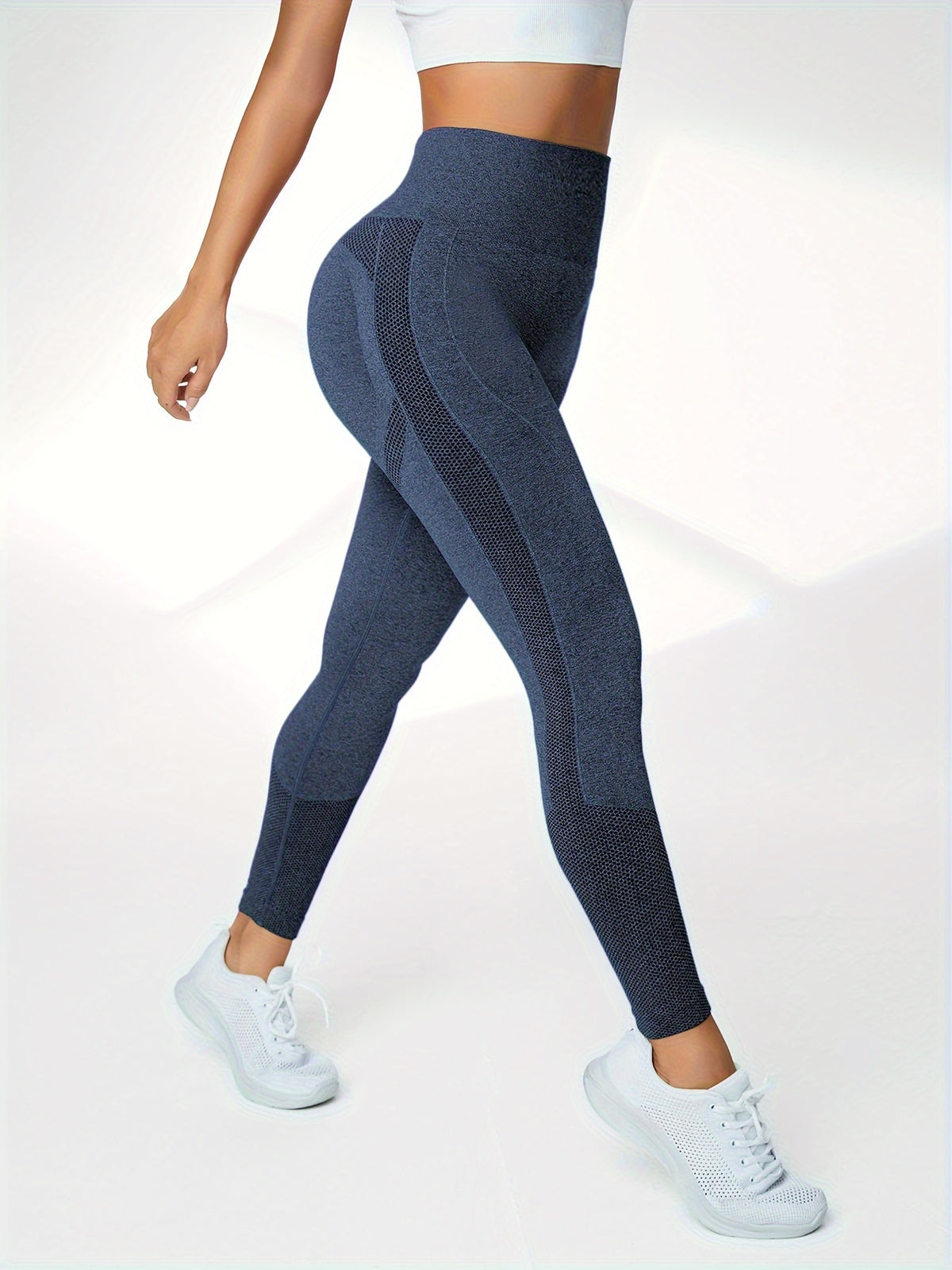 3 Pack High Rise Seamless Leggings - Black+Navy+Dark Grey
