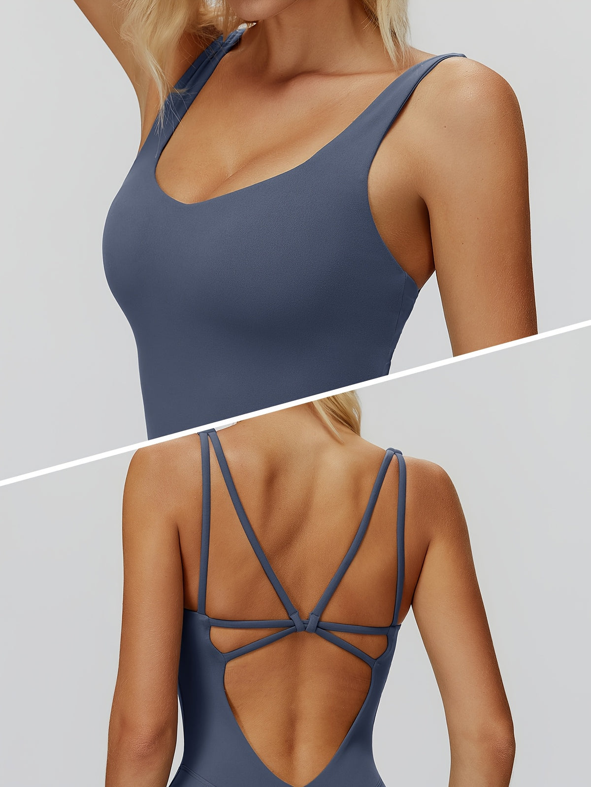 Cutout Back Yoga Jumpsuit - Navy