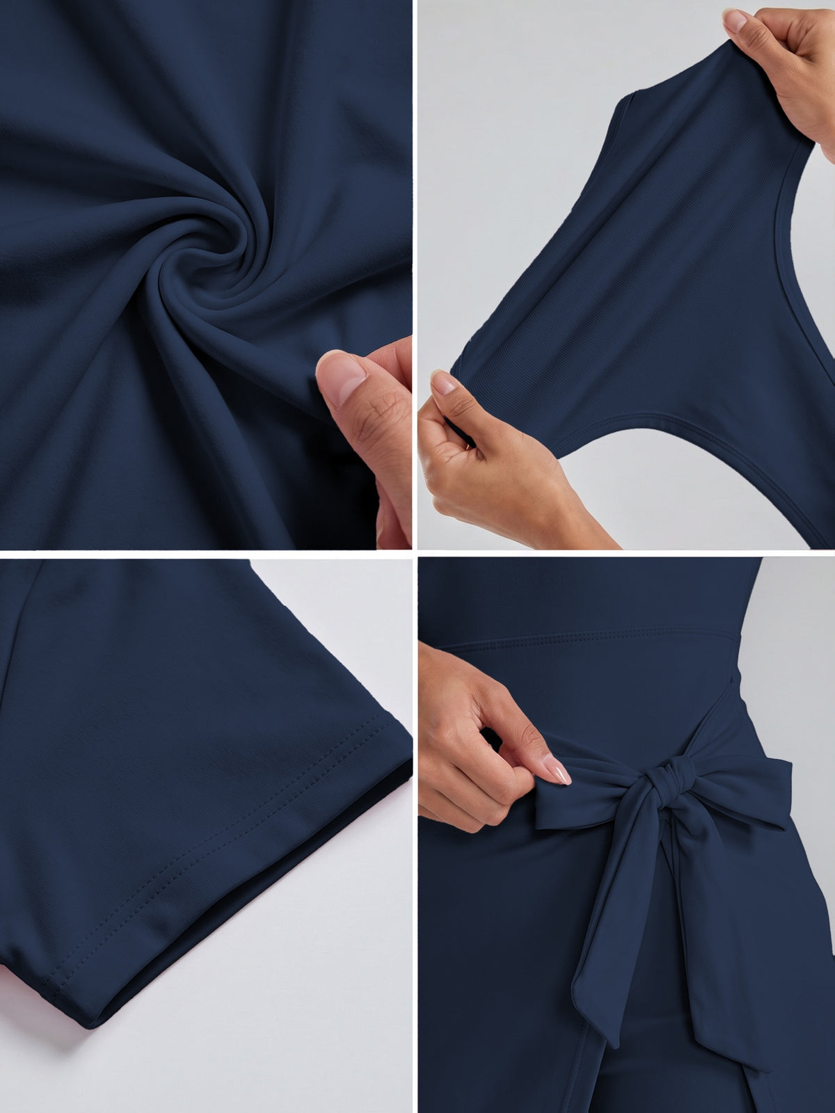 Tie Waist Wrap Tennis Dress - Navy